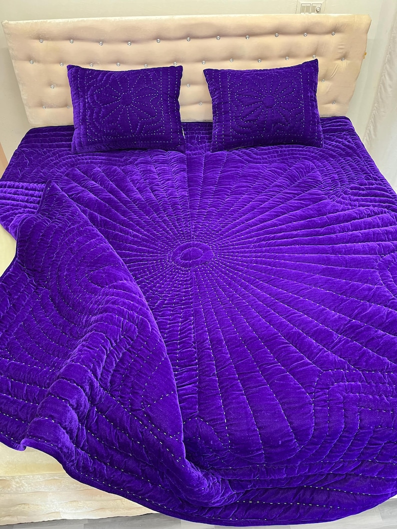 purple velvet comforter, luxury comforter set, velvet quilt set, hand stitched quilt, purple bedding set, velvet bedding, designer comforter, premium quilt set, soft velvet fabric, plush comforter, handmade quilt, elegant bedding, luxury bedroom decor, rich purple bedding, cozy bedding set, comforter with pillowcases, quilt with pillow covers, warm winter bedding, lightweight comforter, durable stitching, soft and breathable, modern bedroom bedding, royal look bedding, hotel style