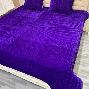 purple velvet comforter, luxury comforter set, velvet quilt set, hand stitched quilt, purple bedding set, velvet bedding, designer comforter, premium quilt set, soft velvet fabric, plush comforter, handmade quilt, elegant bedding, luxury bedroom decor, rich purple bedding, cozy bedding set, comforter with pillowcases, quilt with pillow covers, warm winter bedding, lightweight comforter, durable stitching, soft and breathable, modern bedroom bedding, royal look bedding, hotel style