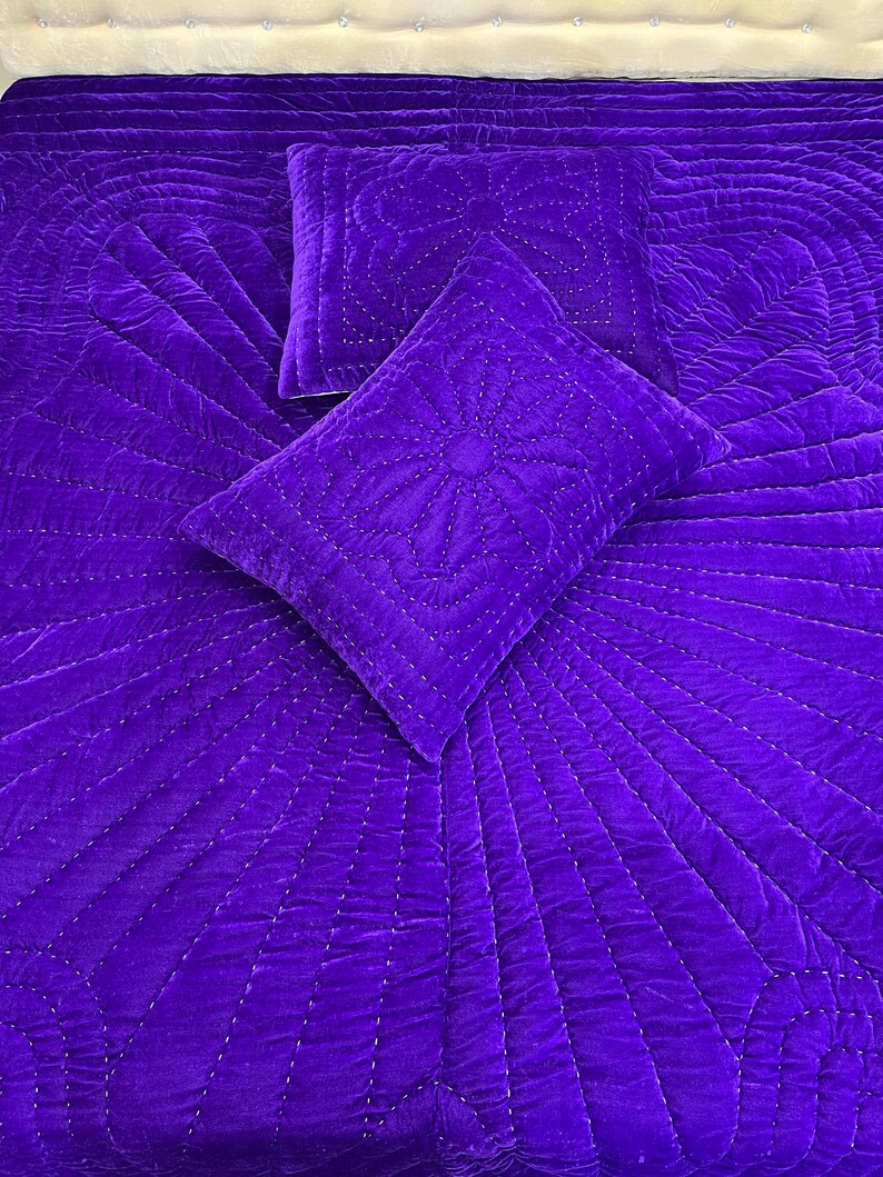 purple velvet comforter, luxury comforter set, velvet quilt set, hand stitched quilt, purple bedding set, velvet bedding, designer comforter, premium quilt set, soft velvet fabric, plush comforter, handmade quilt, elegant bedding, luxury bedroom decor, rich purple bedding, cozy bedding set, comforter with pillowcases, quilt with pillow covers, warm winter bedding, lightweight comforter, durable stitching, soft and breathable, modern bedroom bedding, royal look bedding, hotel style