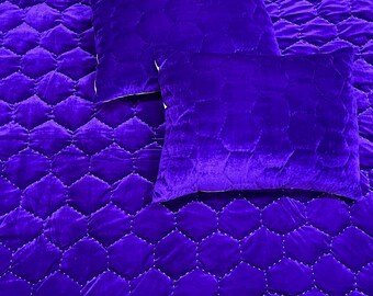 Handgenähte lila Samt Quilt, weiche Tröster Bettwäsche, Baumwollstoff, Füllwatte