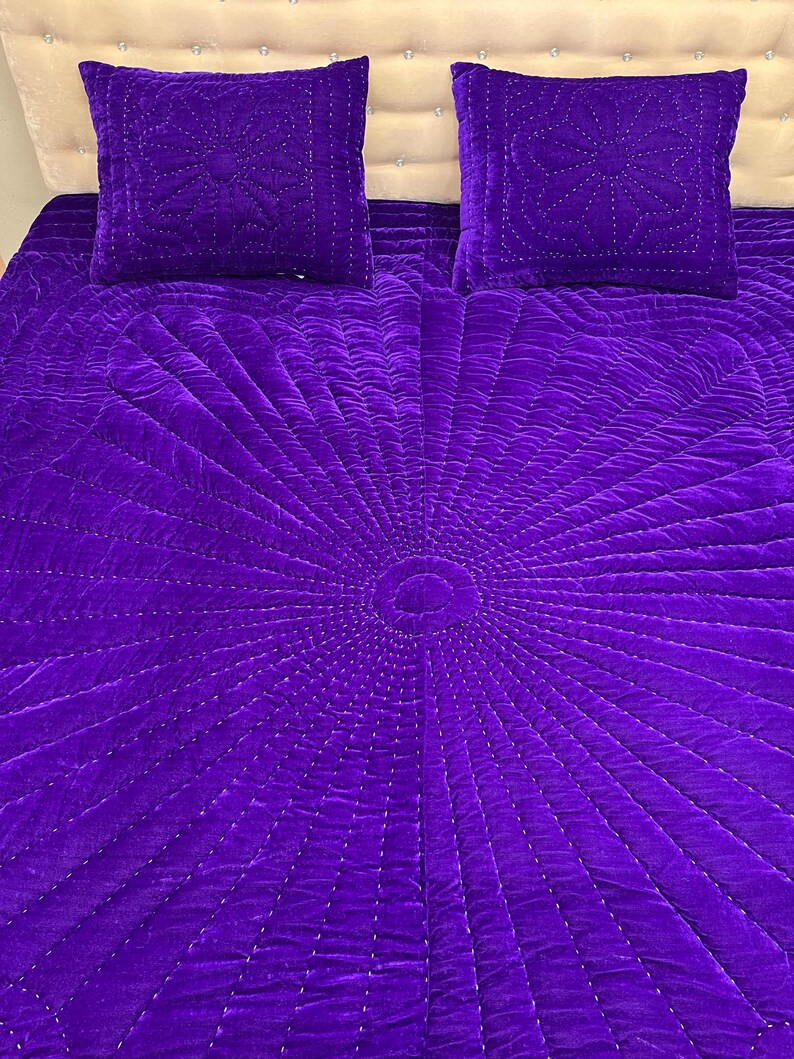 purple velvet comforter, luxury comforter set, velvet quilt set, hand stitched quilt, purple bedding set, velvet bedding, designer comforter, premium quilt set, soft velvet fabric, plush comforter, handmade quilt, elegant bedding, luxury bedroom decor, rich purple bedding, cozy bedding set, comforter with pillowcases, quilt with pillow covers, warm winter bedding, lightweight comforter, durable stitching, soft and breathable, modern bedroom bedding, royal look bedding, hotel style