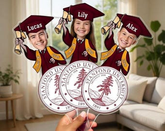 Custom Graduation Face Fan Acrylic Handle, Personalized Big Head Photo Fan, Custom College Logo, Class of 2026 Party Favor, , Senior Class P