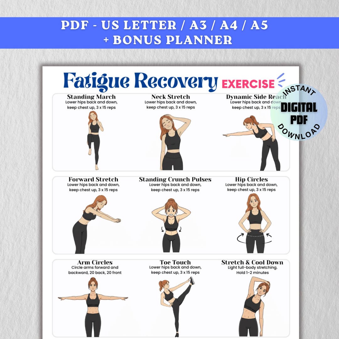 Fatigue Recovery Exercise Poster, Back Pain Relief, Fitness GYM Chart ...