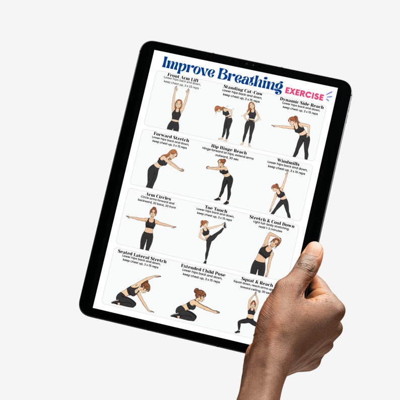 Improve Breathing Exercise Chart PDF Digital Download, Stress ...