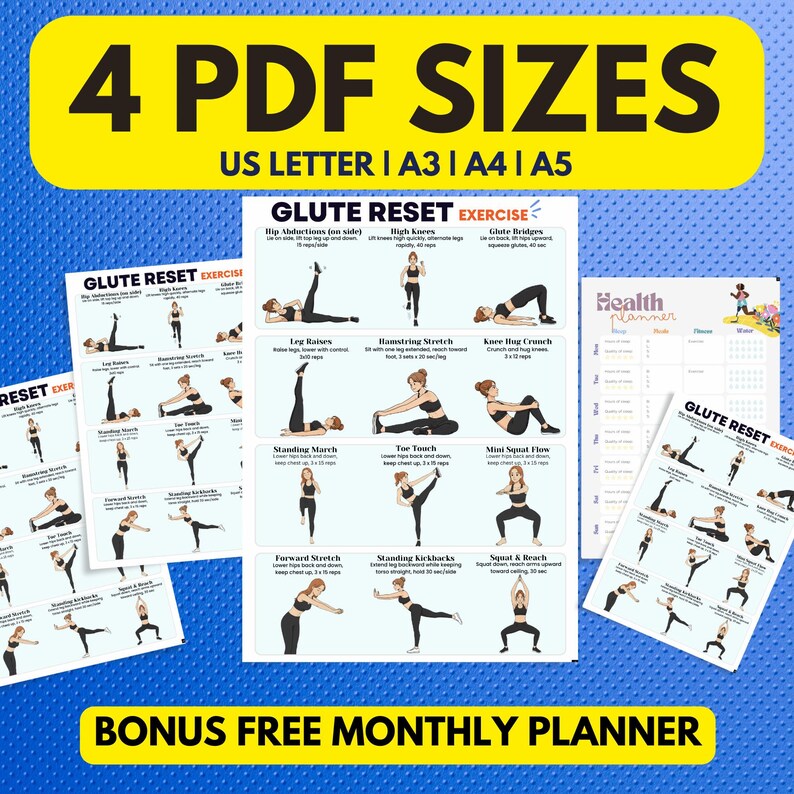 Glute Reset Exercise Poster Printable, Glute and Hip Stability Workout ...
