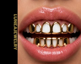 Juego de parrillas dentales de oro – Accesorio bucal de acero inoxidable estilo hip hop