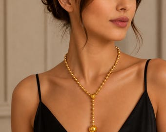 Minimalist Gold Bead Y-Halskette Edelstahl Lariat Halskette