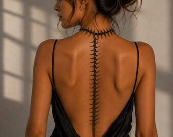 Black Thorn Spine Necklace Gothic Punk Statement Streetwear Jewelry