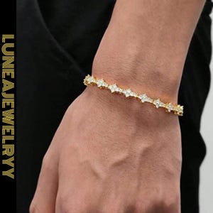 Pulsera unisex con cruz de diamantes de imitación, diseño de cadena de lujo, dorada o plateada, 18 cm + 0,8 cm