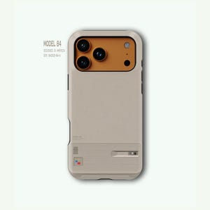 Retro Grått Datorinspirerat Telefonskal Vintage Tryckt Tech Fodral