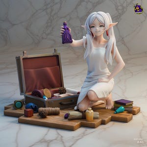 Frieren Anime Statue: 12K Resin Figure, Hand-Painted or Model Kit – 3D Printed Resin Diorama