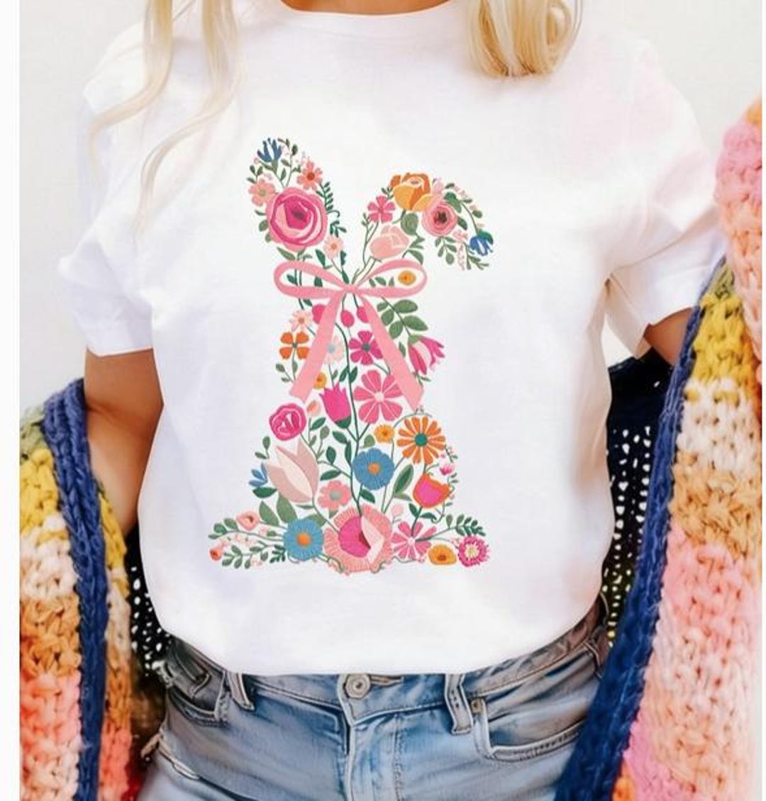 Floral Easter Bunny PNG, Spring Rabbit Flower Design, Cute Pastel ...