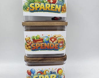 Personalized piggy bank set – saving, fun and giving | Engraving with name | Children's educational game | Learning about money | Gift idea for education & motivation