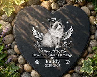 Piedra conmemorativa personalizada para gato Ragdoll, placa de pizarra personalizada para recordar a tu gato fallecido, regalo para marcar la tumba de tu mascota en el Puente Arcoíris