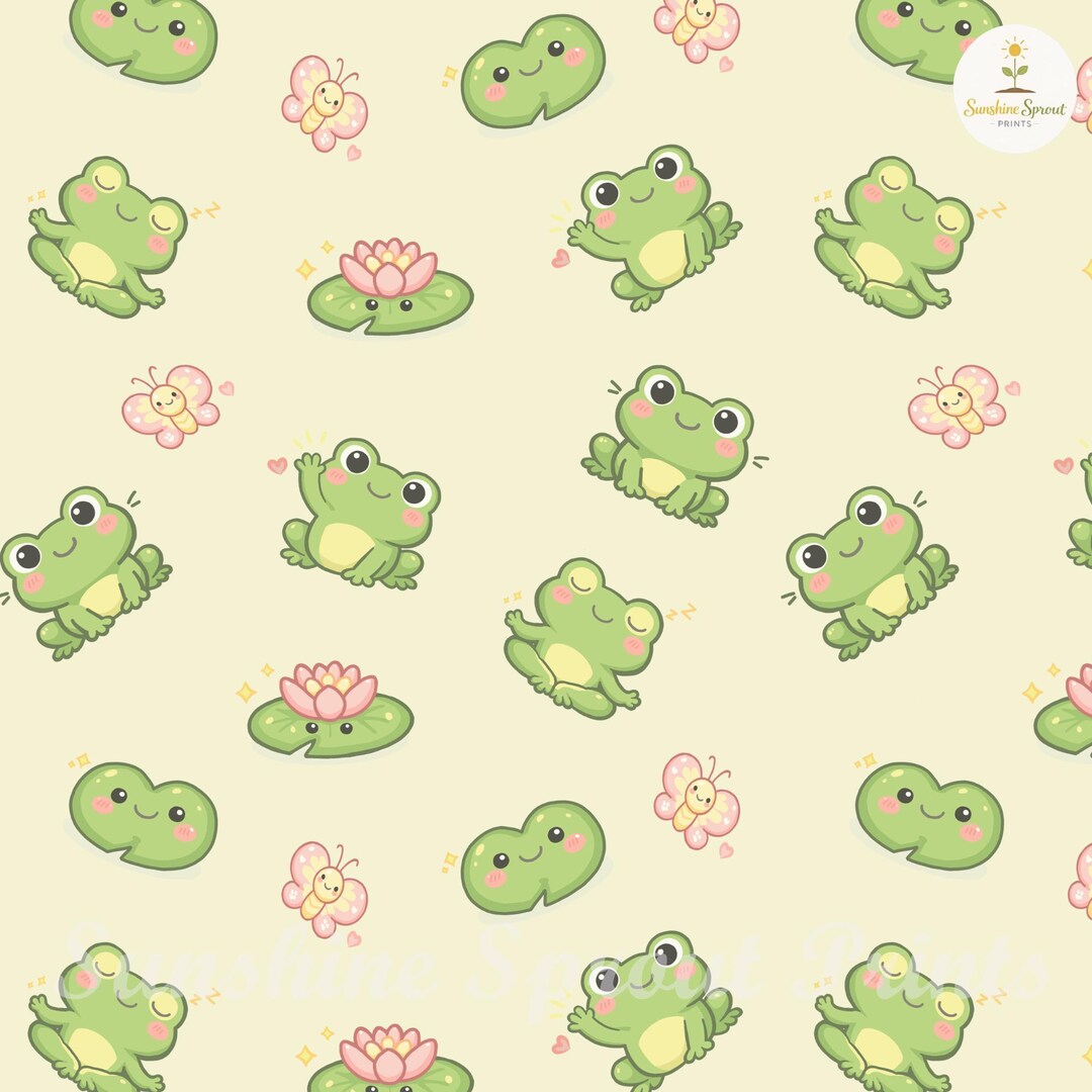 Kawaii Frog Seamless Pattern for Fabric Sublimation - Etsy