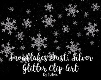 Snowflakes Dust, Silver Glitter Clip Art, Silver Glitter Snowflakes Transparent PNG files, Silver Glitter Snowflakes Dust, Commercial Use