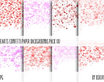 Items Similar To Hearts Confetti Backgrounds Paper Pack Pink