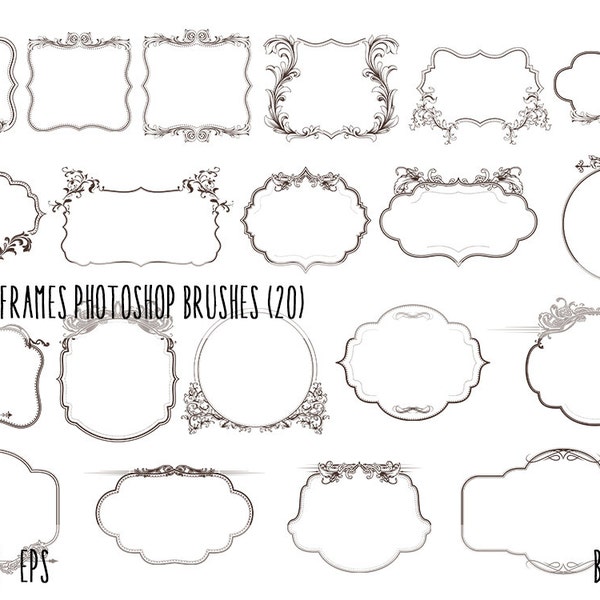 Photoshop brushes Pack Vintage Frames, Vintage Frames transparent PNG files, Frames vector files (EPS), Vintage Frames Clip Art