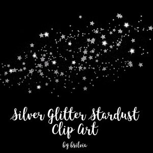 Zilveren glitter Stardust-illustraties, zilveren glittersterren transparante PNG-bestanden, zilveren glittersterren overlays, Magic Dust, commercieel gebruik