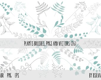 Plants Clip Art, Photoshop brushes , Plants Transparent PNG files and vector files (EPS), Floral Design Elements, Plants Design Elements