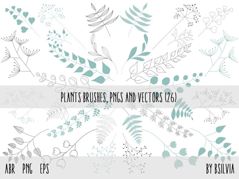 Plants Clip Art, Photoshop brushes , Plants Transparent PNG files and vector files EPS, Floral Design Elements, Plants Design Elements image 1