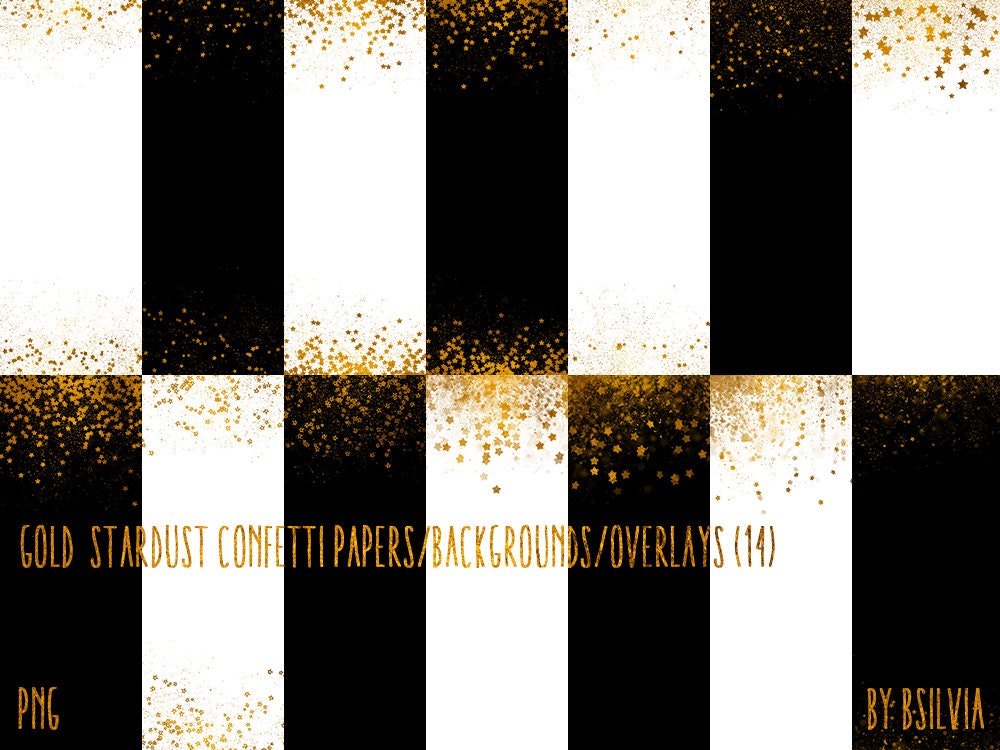 Gold Stardust Confetti Borders Pack, Gold Stars Confetti ...