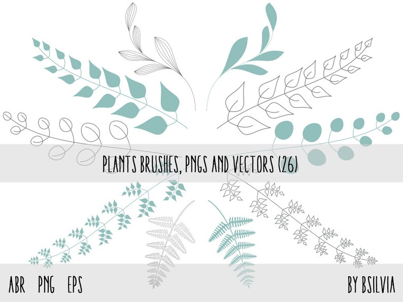 Plants Clip Art, Photoshop brushes , Plants Transparent PNG files and vector files EPS, Floral Design Elements, Plants Design Elements image 4