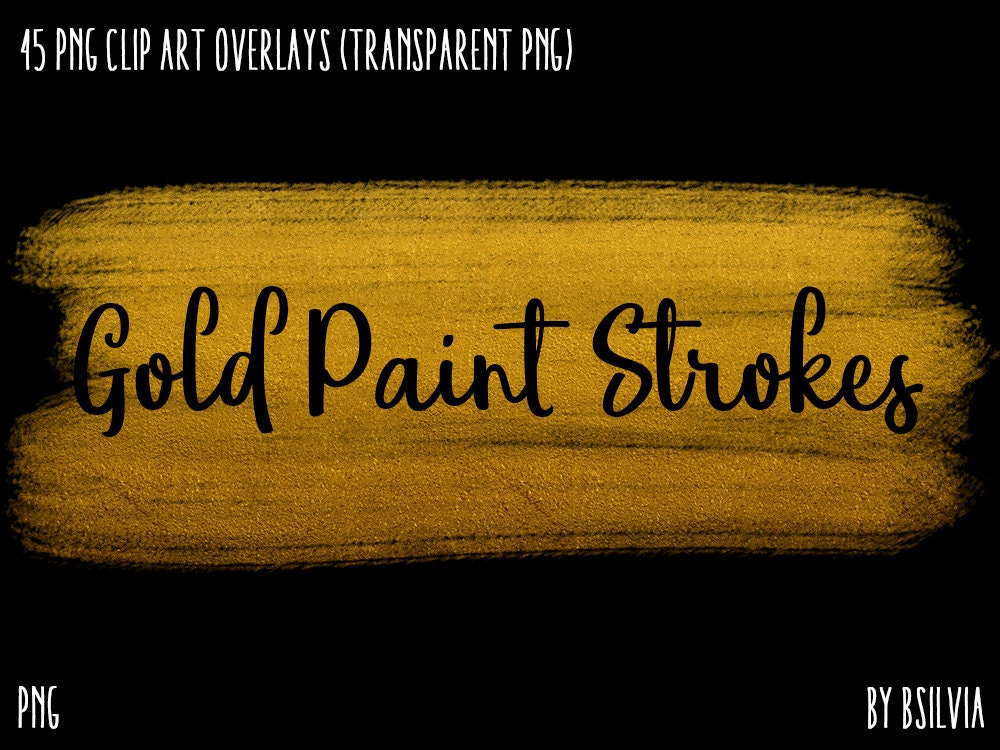 Download Gold Paint Strokes, 45 Clip Art Overlays, Transparent PNG ...