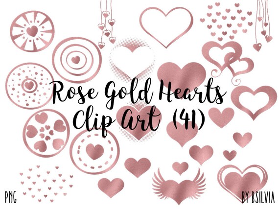 rose gold hearts clip