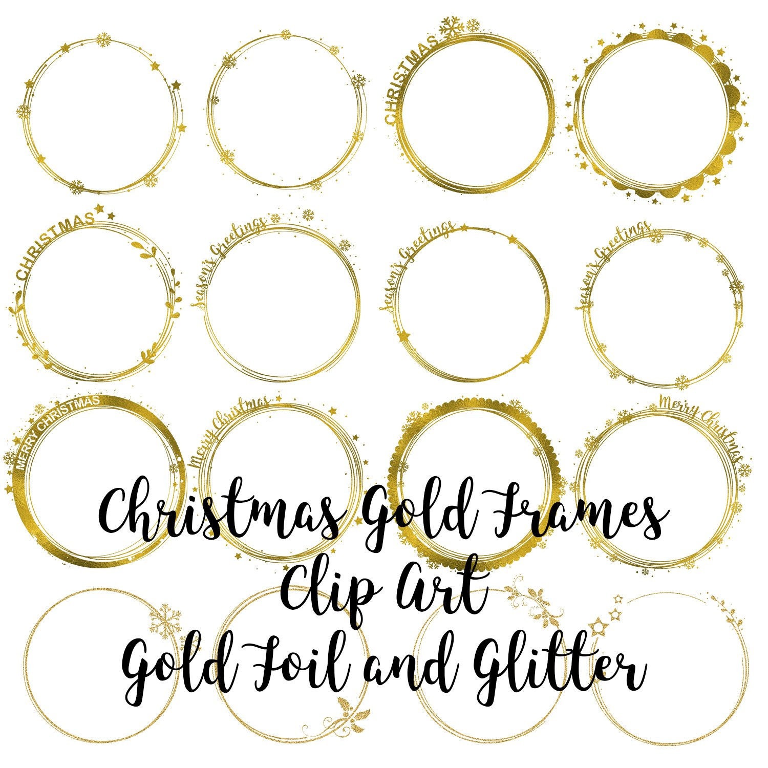 Download Christmas Gold Frames Clip Art, Gold Glitter Design ...