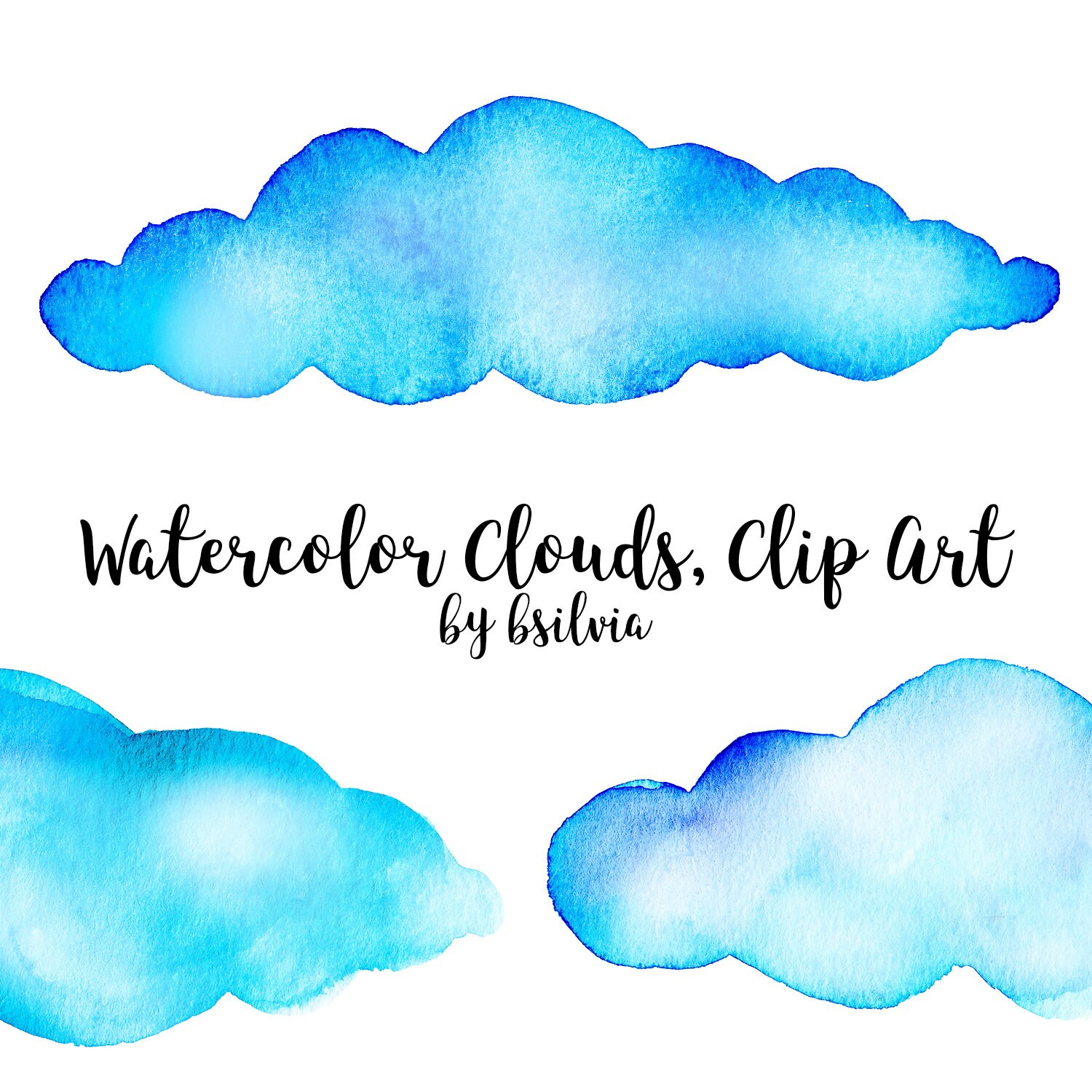 Aquarelle Wolken Clip Art Aquarell Wolken Transparent PNG | Etsy