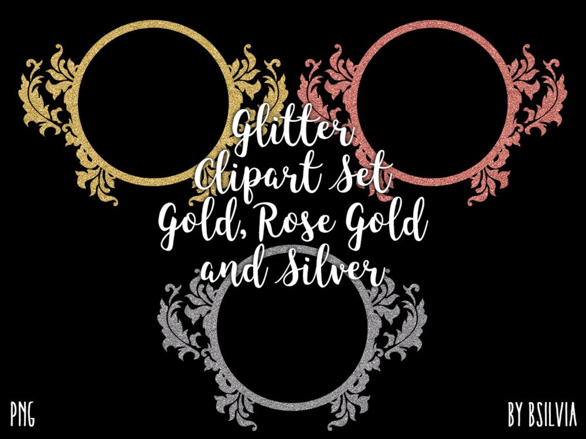 Glitter Clip Art Set Gold Glitter Rose Gold Glitter and - Etsy