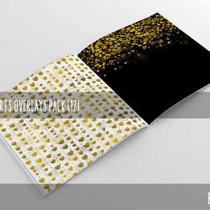 Gold Hearts Overlays, Digital Gold Hearts Overlays Pack 12, Gold Foil Hearts, Metallic Hearts Photo Overlays, Commercial Use image 4