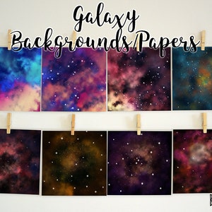 Galaxy Backgrounds, Galaxy Digital Papers 12x12 inches, Space Paper, Space Background, Stars Paper, Stars Background, Commercial Use image 1