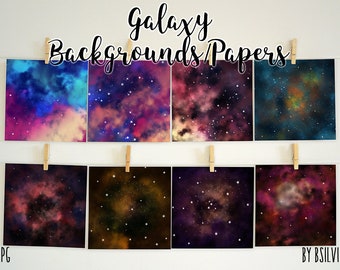 Galaxy Backgrounds, Galaxy Digital Papers 12x12 inches, Space Paper, Space Background, Stars Paper, Stars Background, Commercial Use