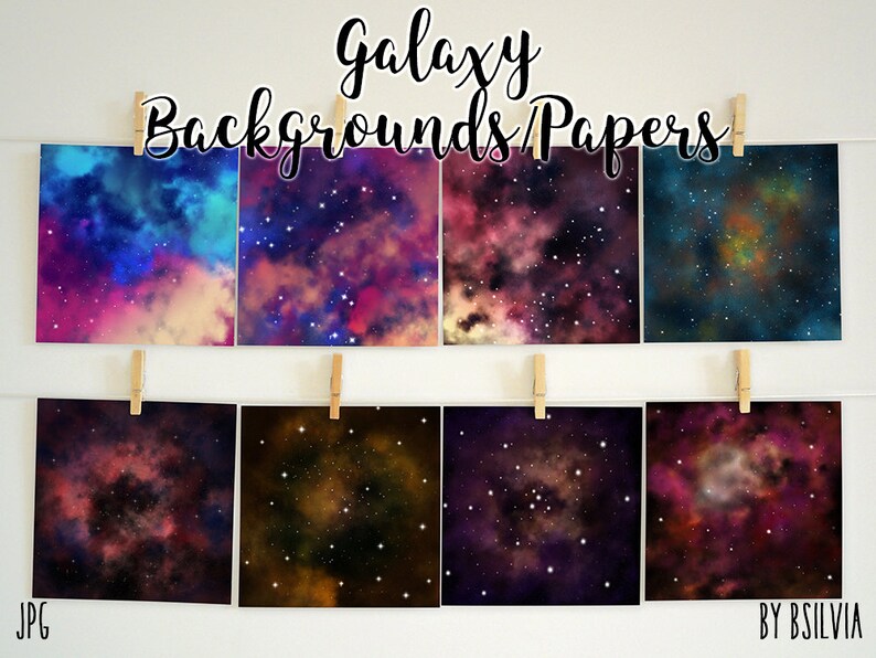 Galaxy Backgrounds, Galaxy Digital Papers 12x12 inches, Space Paper, Space Background, Stars Paper, Stars Background, Commercial Use image 1