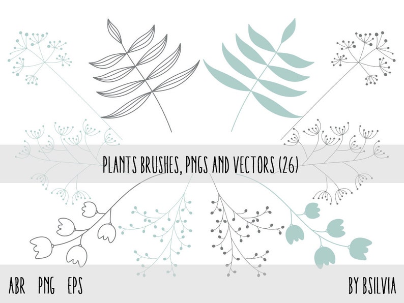 Plants Clip Art, Photoshop brushes , Plants Transparent PNG files and vector files EPS, Floral Design Elements, Plants Design Elements image 3