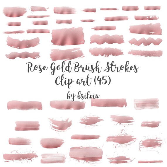 Rose Gold Brush Strokes 45 Clip Art Overlays Transparent Etsy