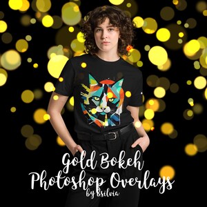 Gold Bokeh Photoshop Overlays, Gelb Bokeh Overlays, Digitaler Bokeh Effekt, Fotoschicht, Digitale Kulisse, Gold Bokeh Overlays