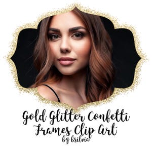 Gold Glitter Confetti Frames Clipart, Transparent PNG, Gold Glitter Design Elements, Digital Scrapbooking Overlay Clip Art, Commercial Use