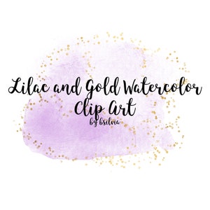 Lilac and Gold Watercolor clipart, Watercolor Splashes,transparent PNG, Gold clipart, watercolor  splashes clipart, lilac watercolor clipart
