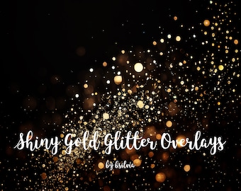 Shiny Gold Glitter Overlays, Yellow Glitter Overlays, Gold Glitter Bokeh Overlays, Glitter Photo Overlays, Glitter Photoshop Overlays, CU