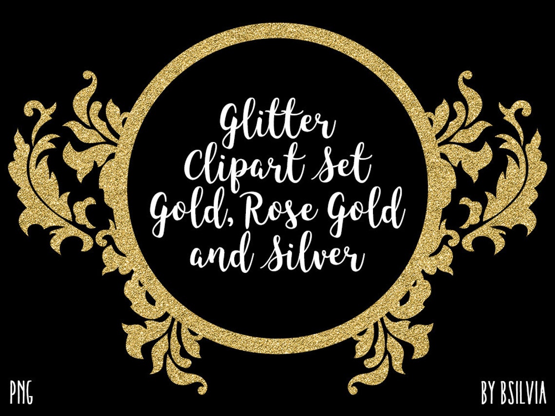 Glitter Clip Art Set Gold Glitter Rose Gold Glitter and - Etsy