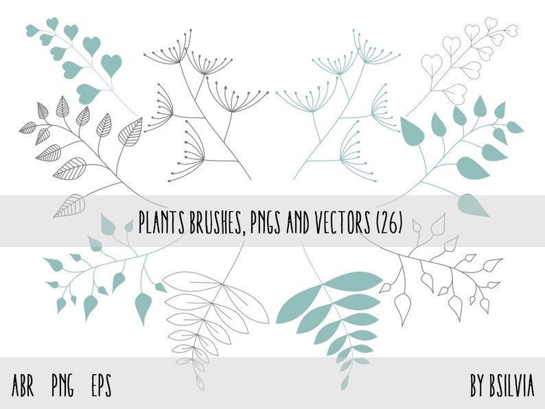 Plants Clip Art, Photoshop brushes , Plants Transparent PNG files and vector files EPS, Floral Design Elements, Plants Design Elements image 2