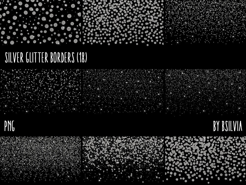 Silver Glitter Confetti Borders (331723)