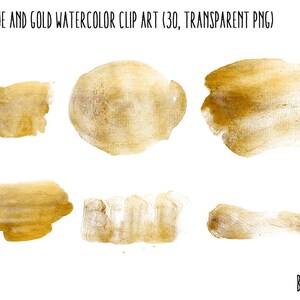 Light Blue and Gold Watercolor clipart, transparent PNG, Gold clip art, watercolor transparent clipart, watercolor splashes clip art image 4