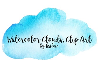 Watercolor Clouds Clip Art, Watercolor Clouds Transparent PNG, Watercolor Clip Art, Clouds Clip Art, Light Blue Clouds Watercolor Clip Art