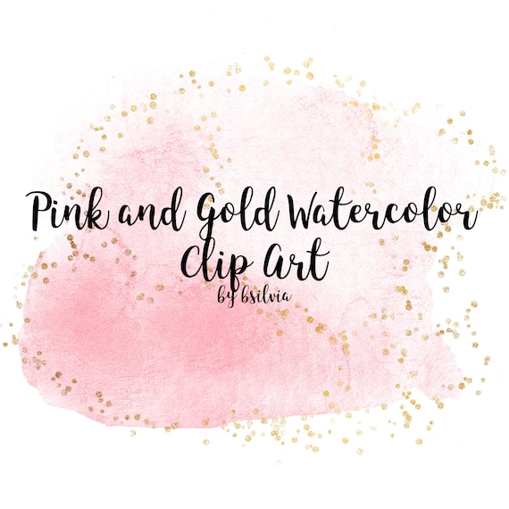 Rosa Und Gold Aquarell Clipart Aquarell Spritzer Etsy