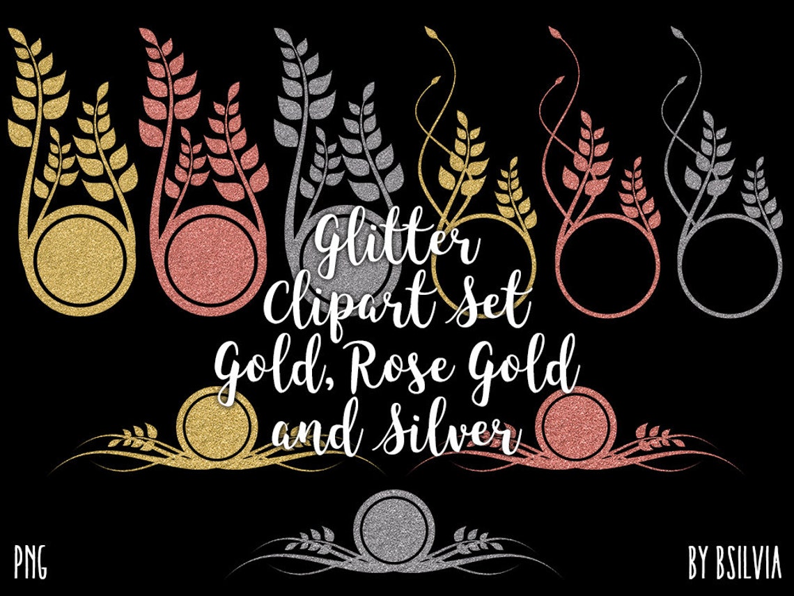 Glitter Clip Art Set Gold Glitter Rose Gold Glitter and - Etsy