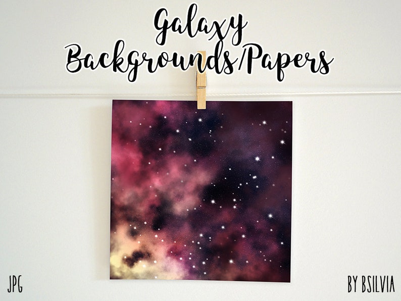 Galaxy Backgrounds, Galaxy Digital Papers 12x12 inches, Space Paper, Space Background, Stars Paper, Stars Background, Commercial Use image 4